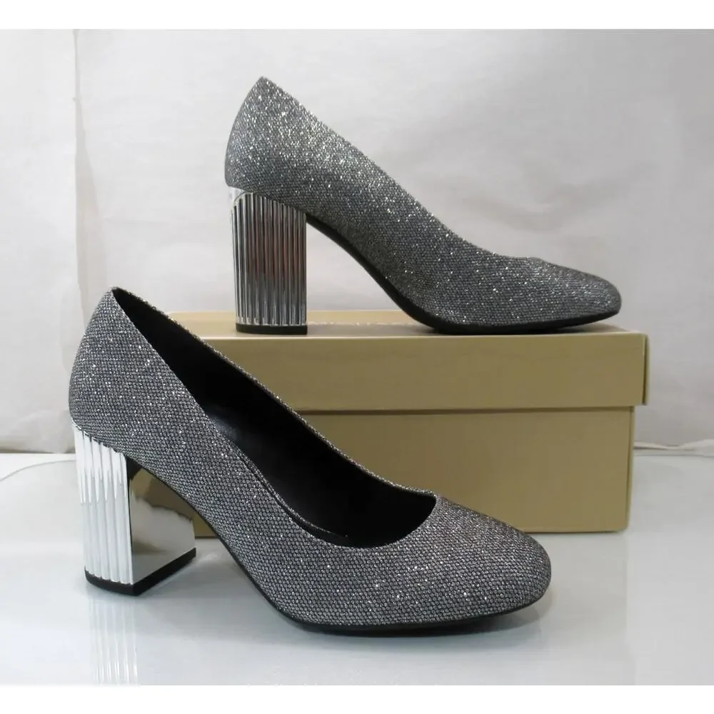 MICHAEL Michael Kors Porter Flex Dress Heels Pump Silver Glitter Size 7
